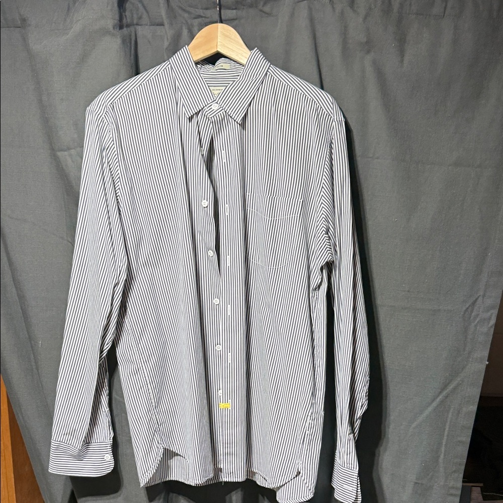 J. Crew Men's Black and White Striped Shirt